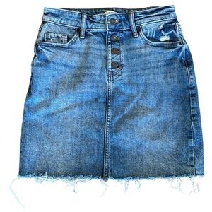 Old Navy Buttonfly Blue Denim Jean Skirt Raw Hem Size 0